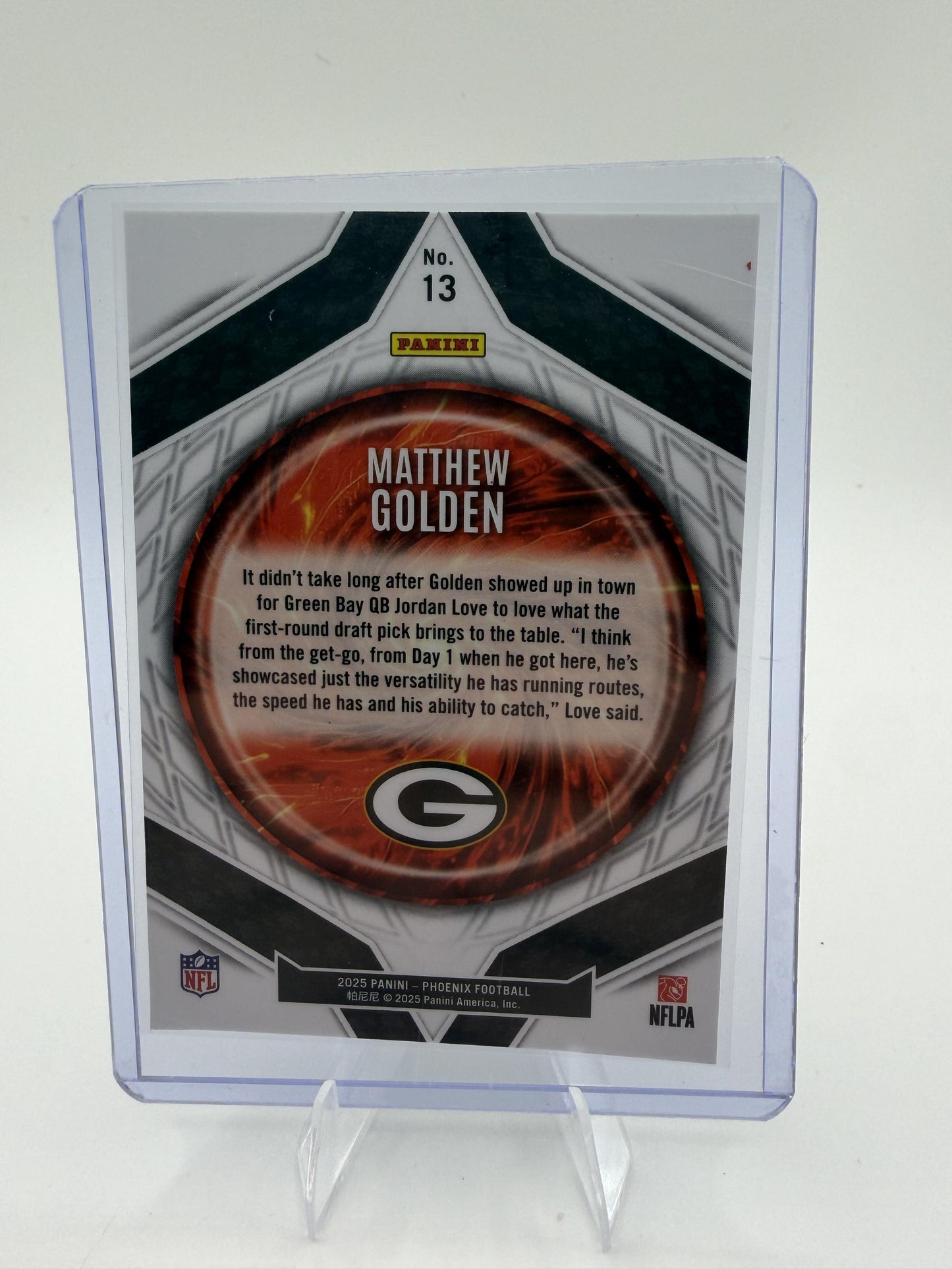 2025 Panini Phoenix Matthew Golden Paragon RC #13 Green Bay Packers Rookie Card