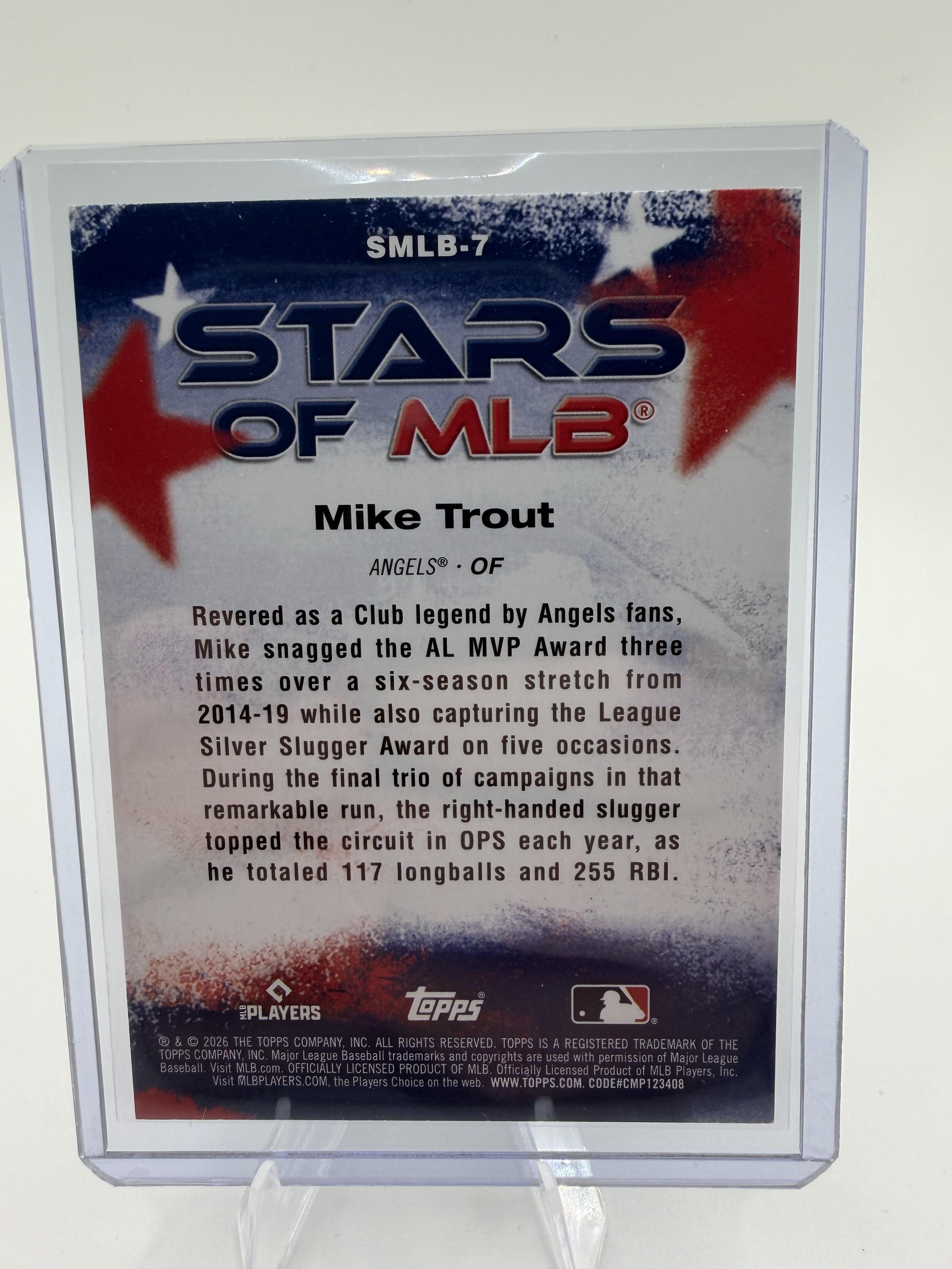 2026 Topps Mike Trout Stars of MLB SMLB-7 Los Angeles Angels Card