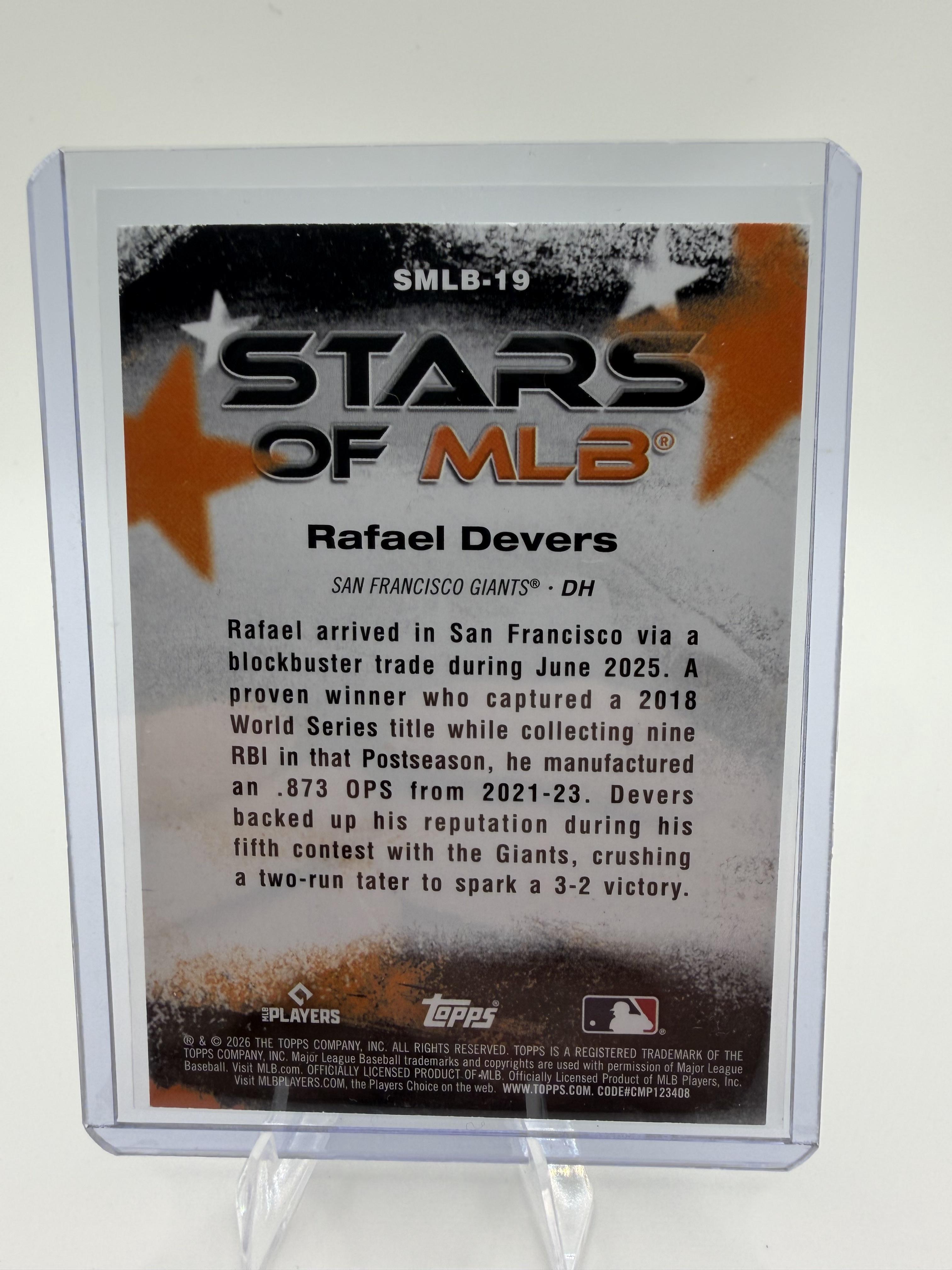 2026 Topps Rafael Devers Stars of MLB #SMLB-19 San Francisco Giants Insert