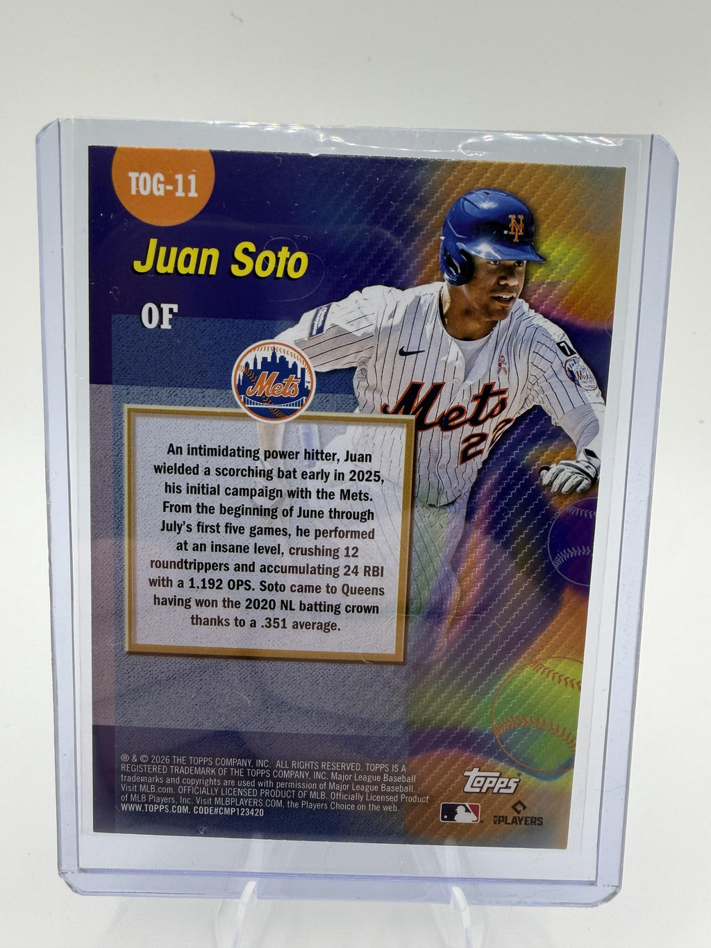 2026 Topps Juan Soto Titans of the Game TOG-11 New York Mets Card