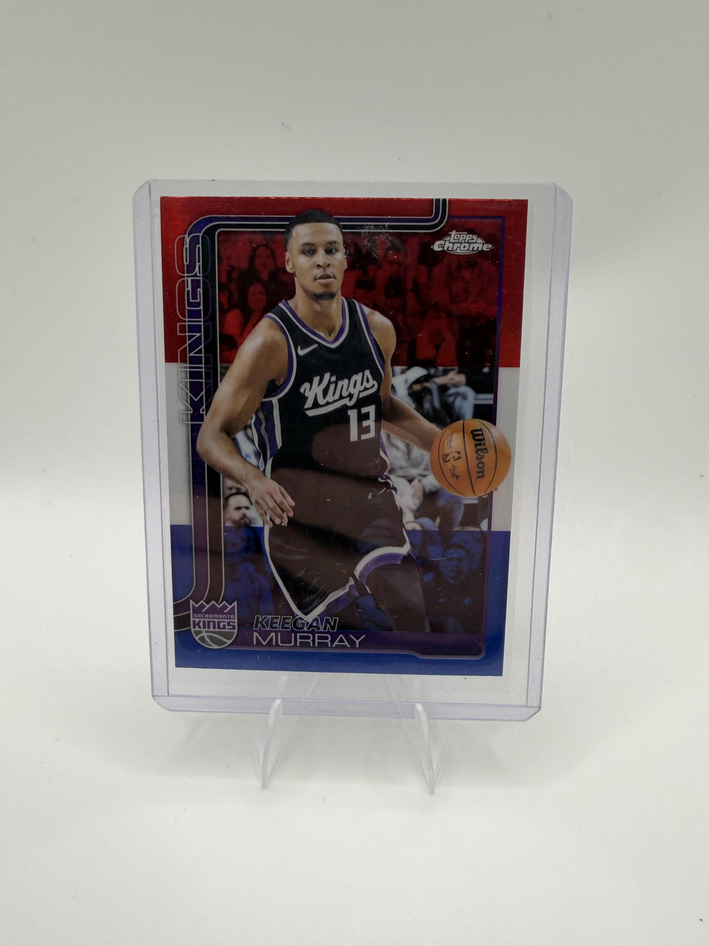 Keegan Murray 2025 Topps Chrome #227 Kings Basketball Card Red White Blue