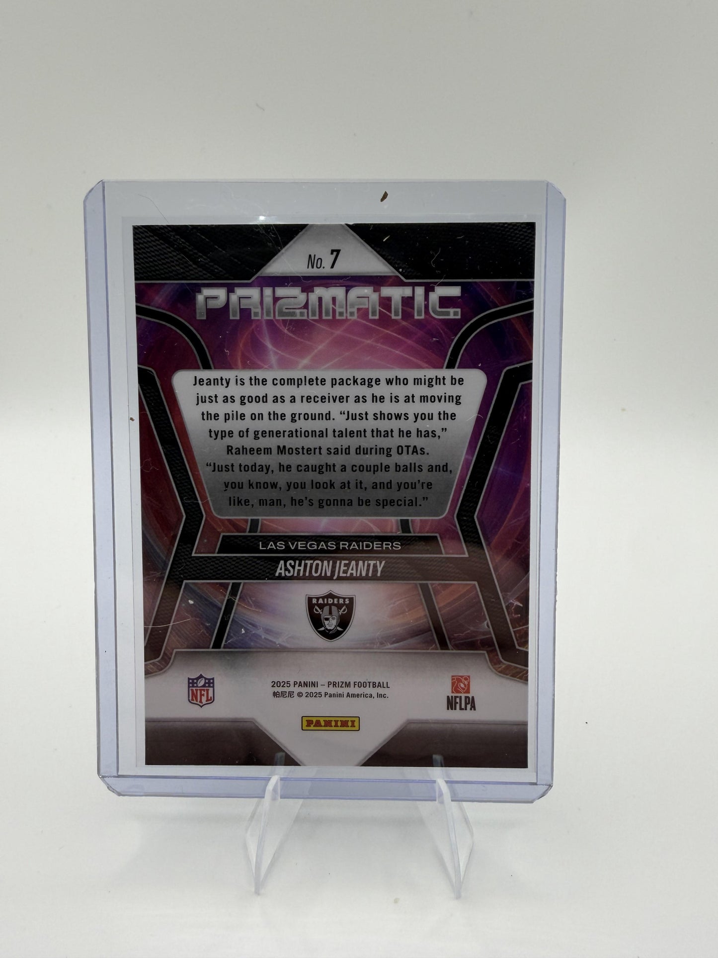 2025 Panini Prizm Ashton Jeanty Prizmatic RC #7 Las Vegas Raiders Rookie Card