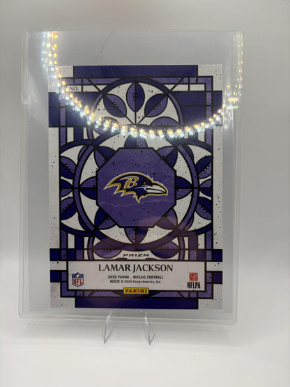 2025 Panini Mosaic Lamar Jackson Stained Glass JUMBO Baltimore Ravens #1 SP