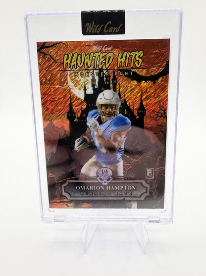 2025 Wild Card Haunted Hits Omarion Hampton #1/4 Rookie Monster Hunt Card RC