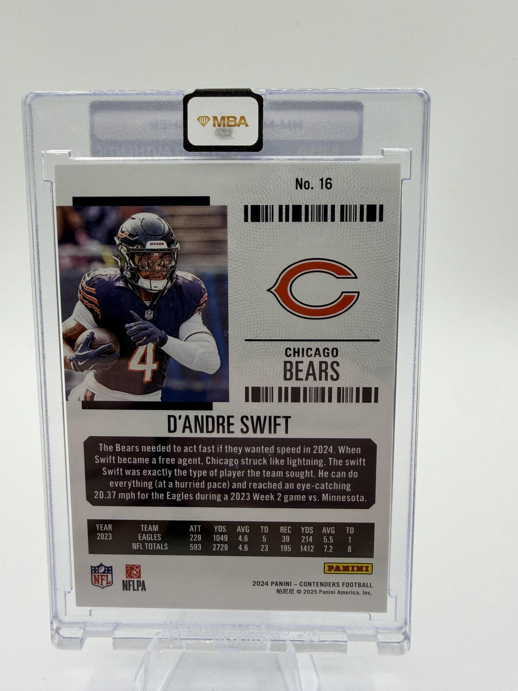 2024 Panini Contenders D'Andre Swift Conference Ticket #87/99 Bears Card MBA NM