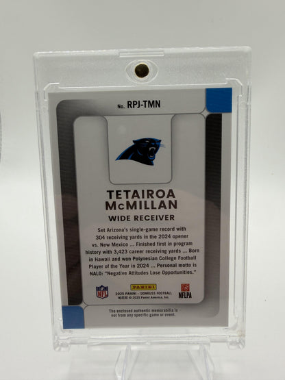 2025 Donruss Tetairoa McMillan Phenom Jersey RC #RPJ-TMN Panthers Card
