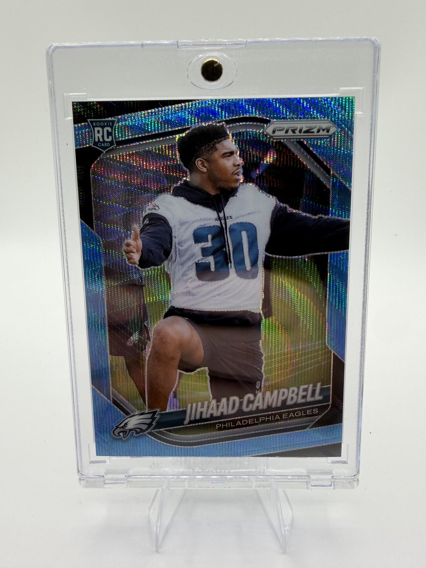 2024 Panini Prizm Jihaad Campbell Blue Shimmer #067/230 Rookie Card Eagles