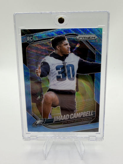 2024 Panini Prizm Jihaad Campbell Blue Shimmer #067/230 Rookie Card Eagles