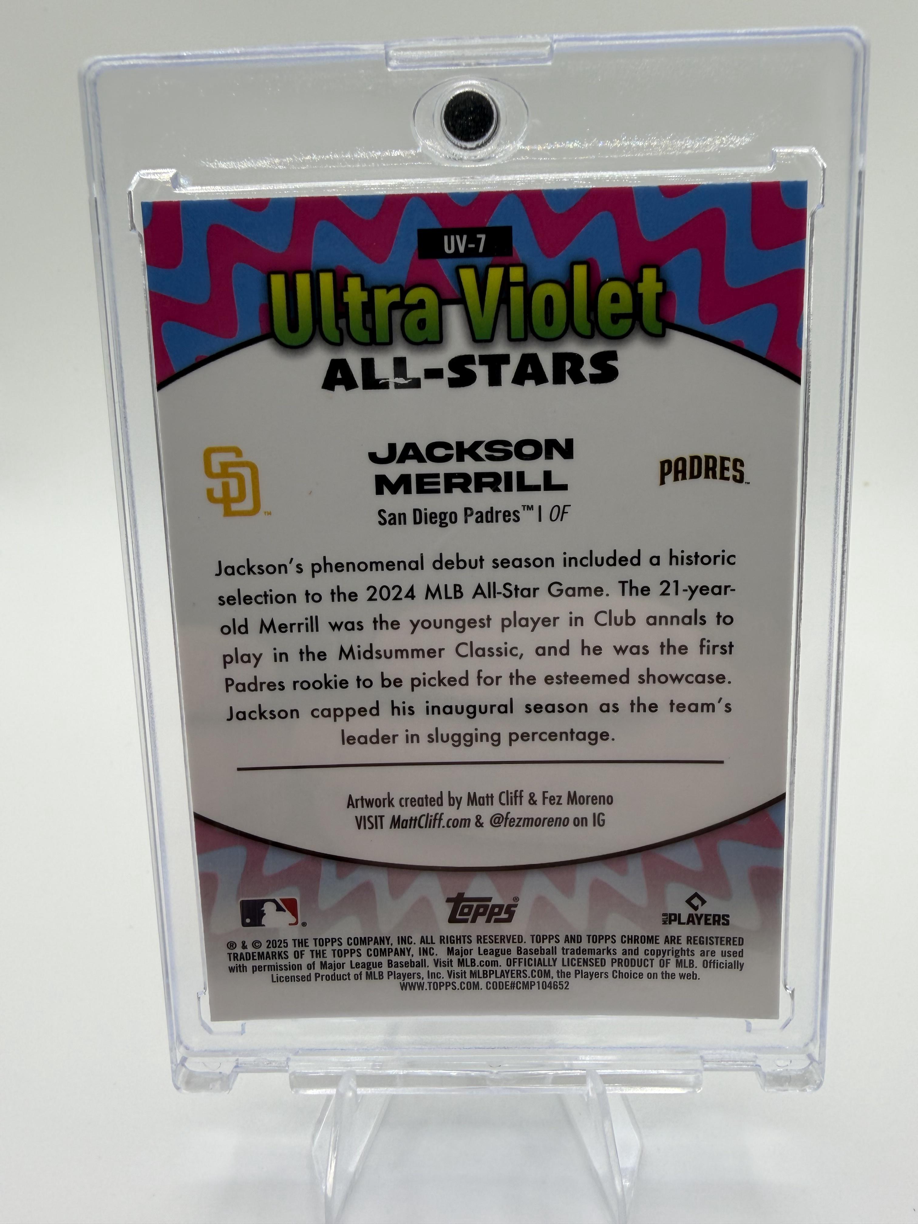 2024 Topps Chrome Jackson Merrill Ultra Violet All-Stars SSP Rookie Card #UV-7