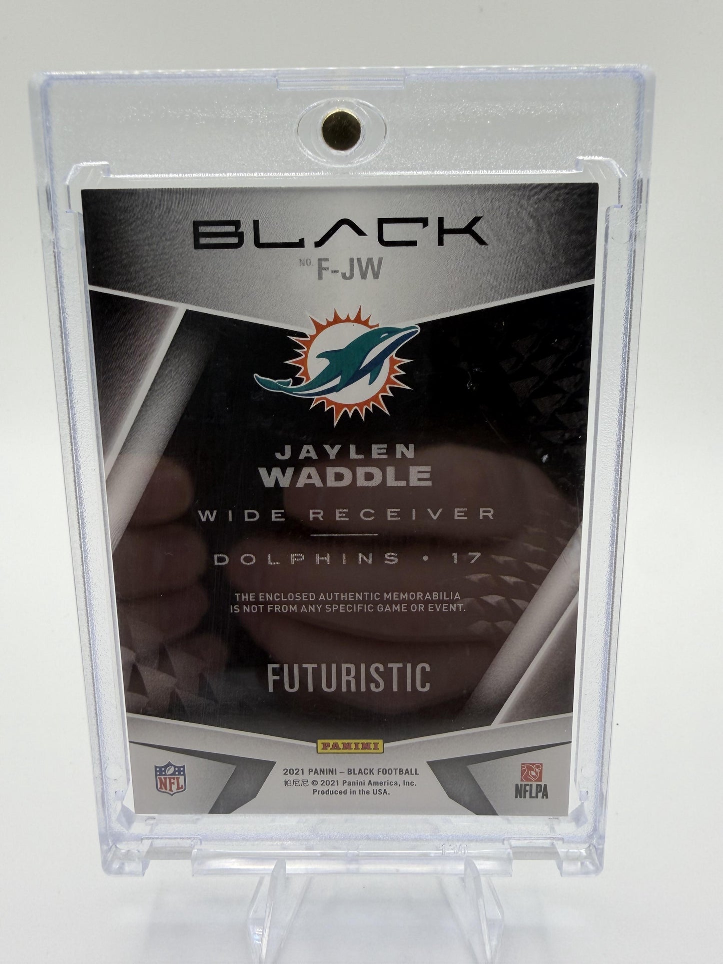 2021 Panini Black Jaylen Waddle Futuristic Rookie Patch Card #058/125 RC