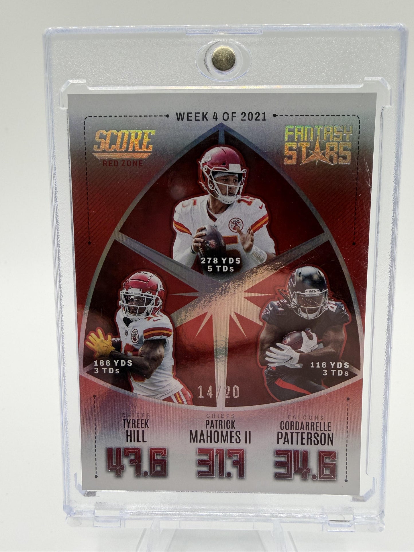 2022 Score Patrick Mahomes Tyreek Hill Patterson Fantasy Stars Card /20 RED