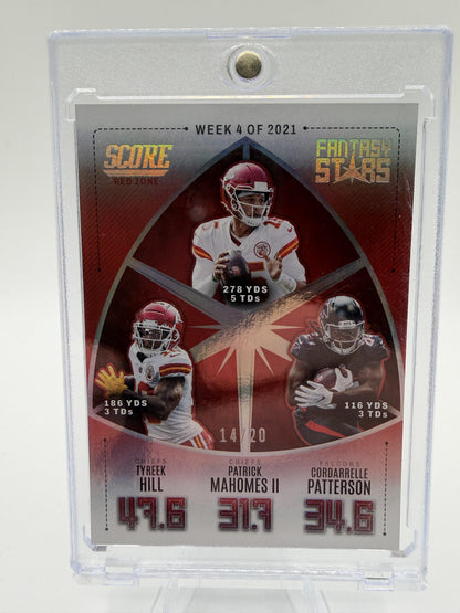 2022 Score Patrick Mahomes Tyreek Hill Patterson Fantasy Stars Card /20 RED