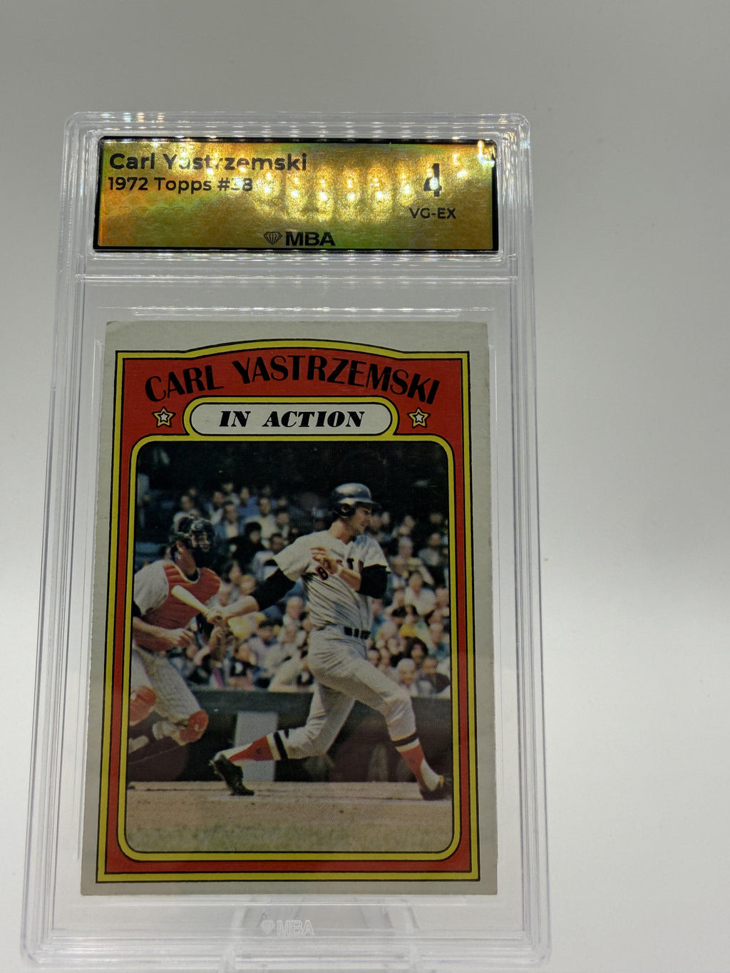 1972 Topps Carl Yastrzemski #38 In Action Boston Red Sox Card MBA 4 VG-EX
