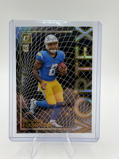 2025 Donruss Football Omarion Hampton Vortex Rookie Card #1 Chargers RC