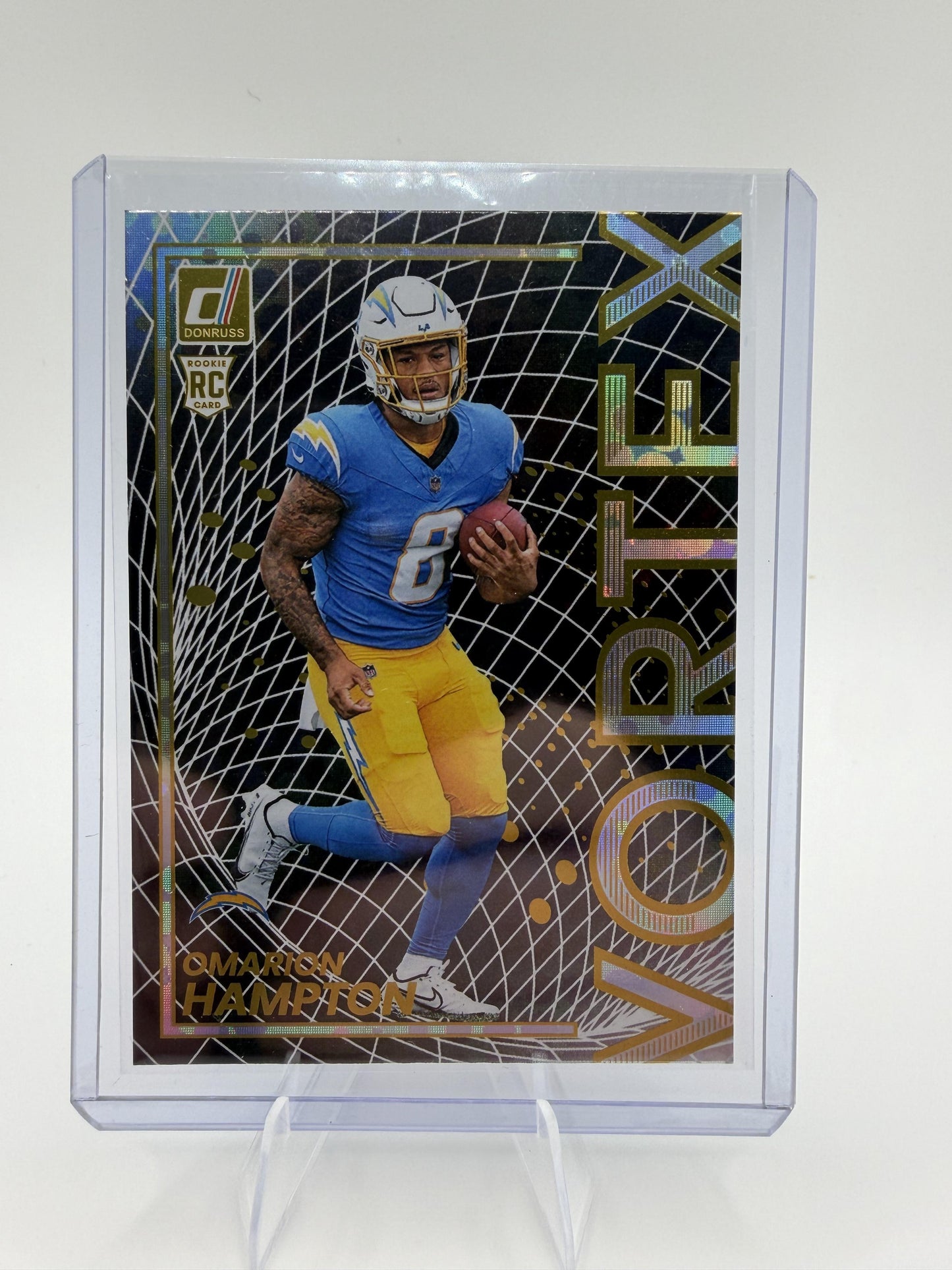 2025 Donruss Football Omarion Hampton Vortex Rookie Card #1 Chargers RC