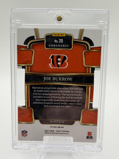 2023 Panini Select Joe Burrow Black Yellow Prizm Concourse #20 Bengals Card