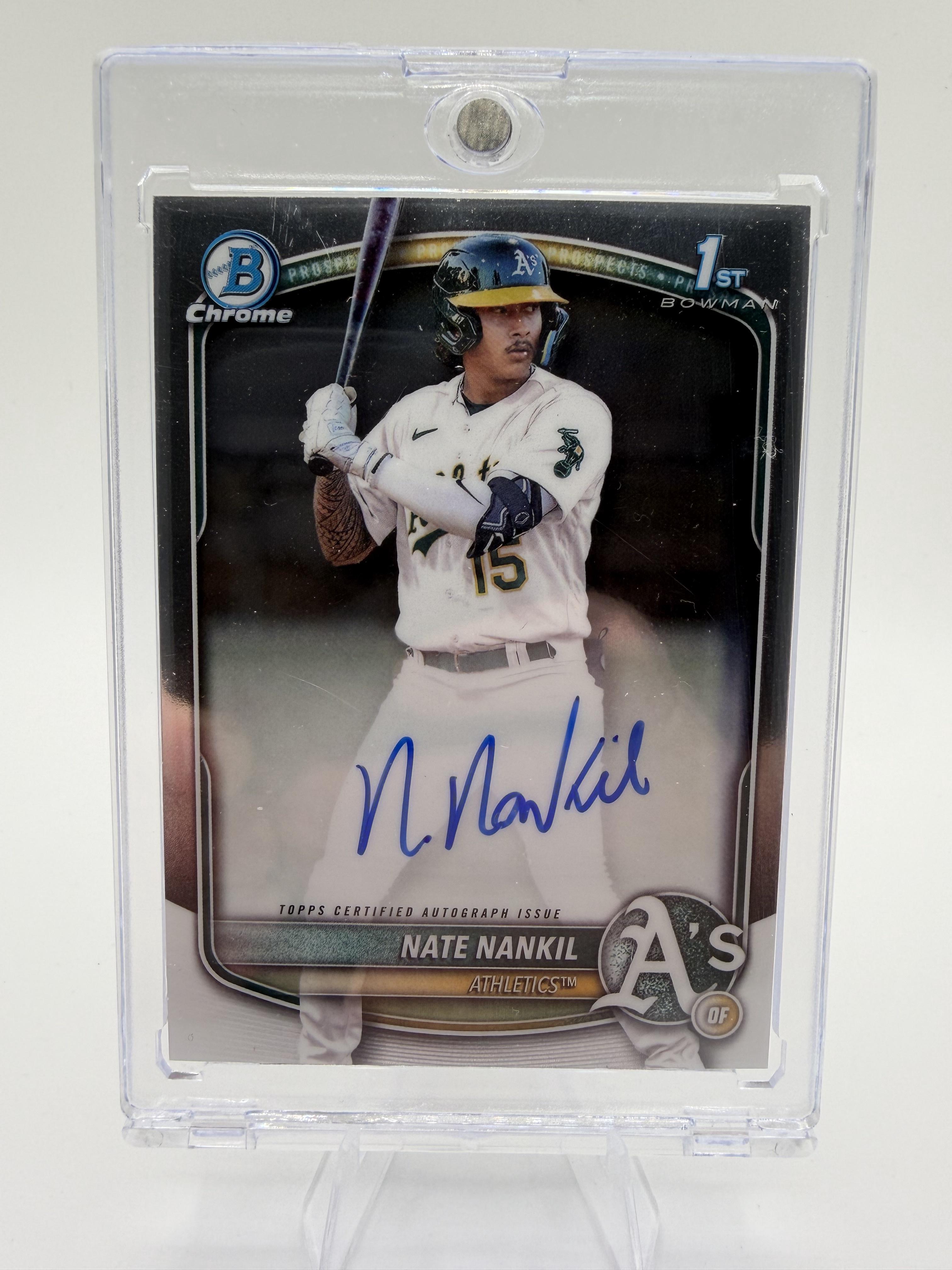 2025 Bowman Chrome Nate Nankil 1st Bowman Autograph A’s Prospect Card