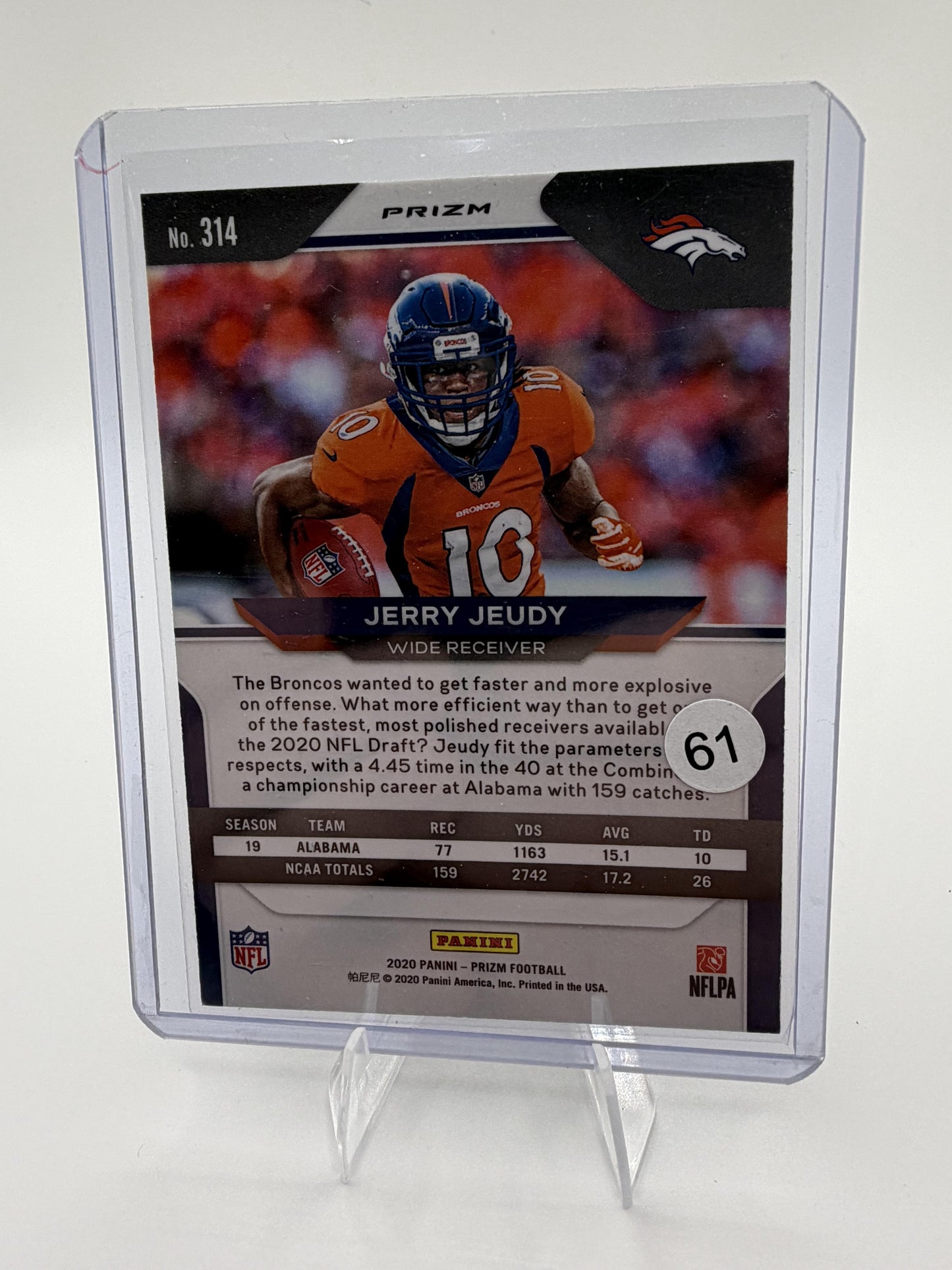2020 Prizm Jerry Jeudy RED WHITE BLUE #314 Broncos Rookie RC