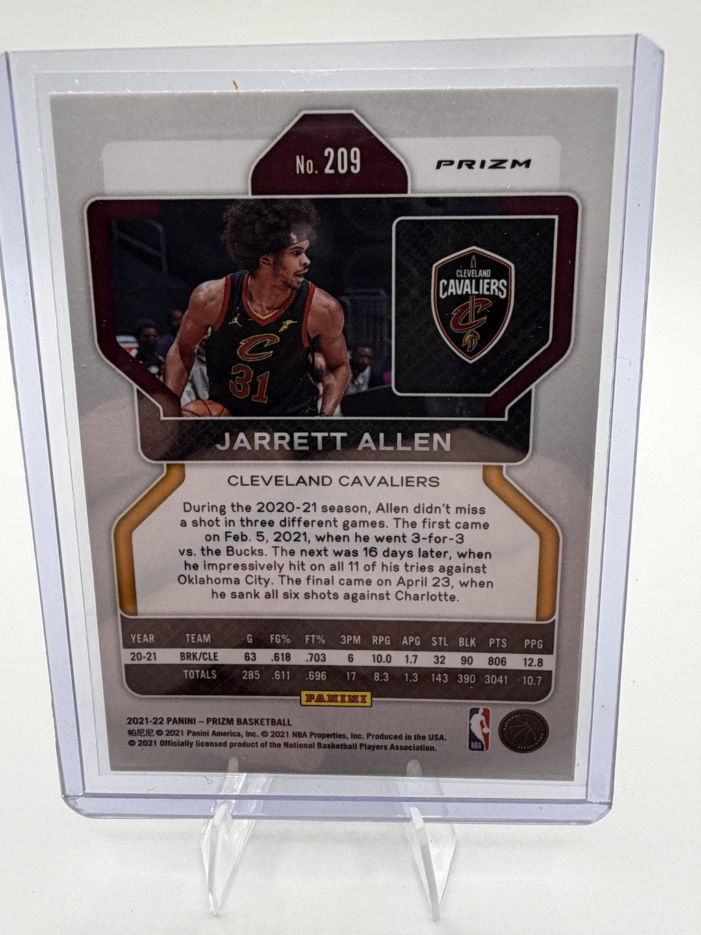 2021-22 Prizm Jarrett Allen ASIA TMALL GOLD RED  WAVE #209 Cavaliers SP