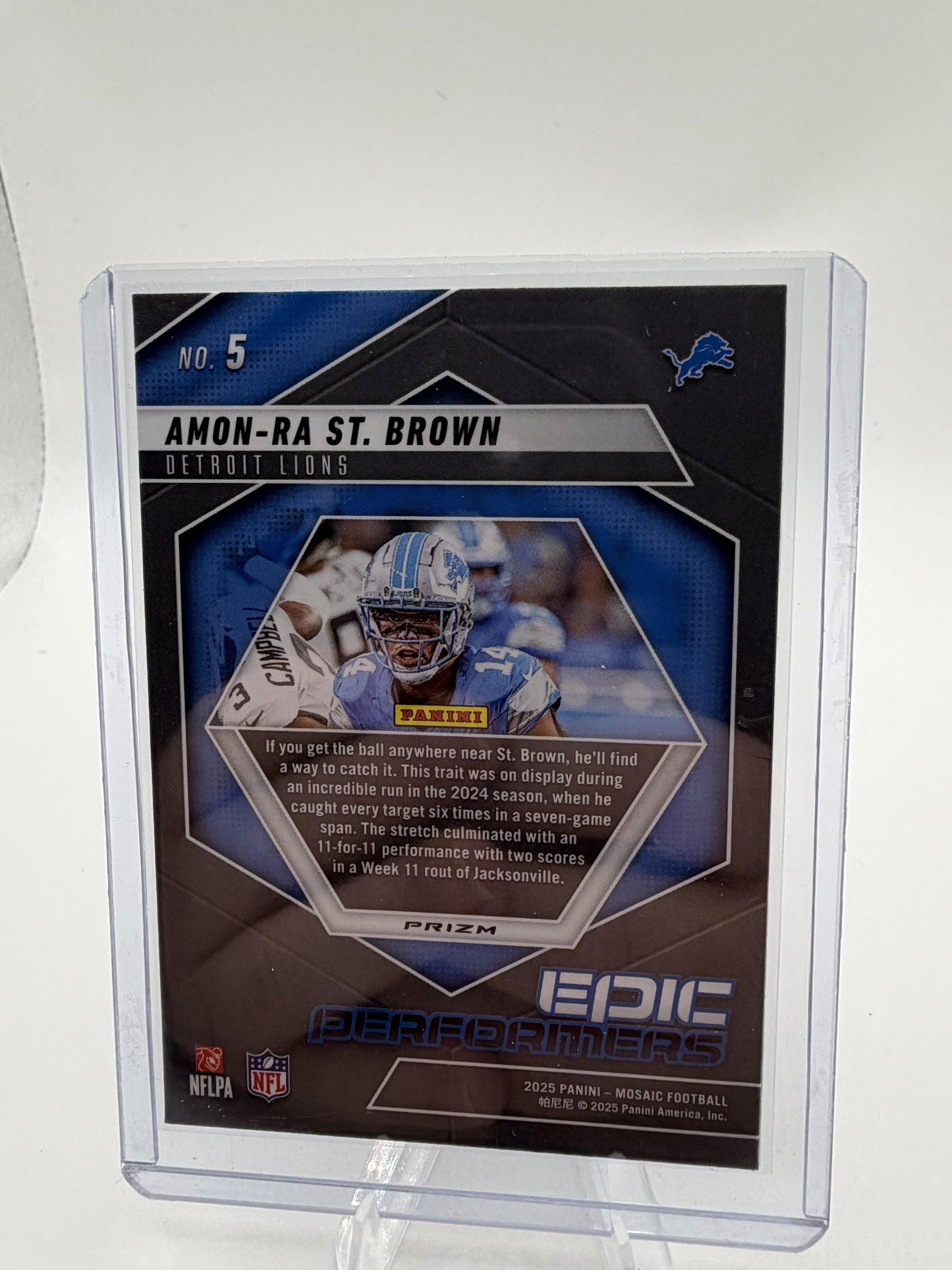 2025 Mosaic Amon-Ra St. Brown EPIC PERFORMERS Green Mosaic Prizm #5 Lions