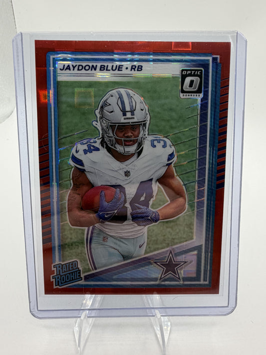 2025 Donruss Optic Jaydon Blue RATED ROOKIE RED Prizm #308 Dallas Cowboys RC