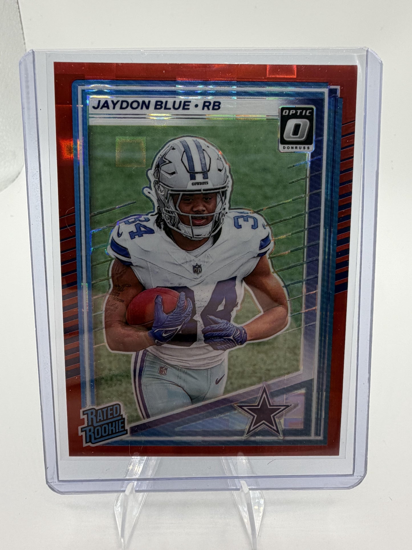 2025 Donruss Optic Jaydon Blue RATED ROOKIE RED Prizm #308 Dallas Cowboys RC