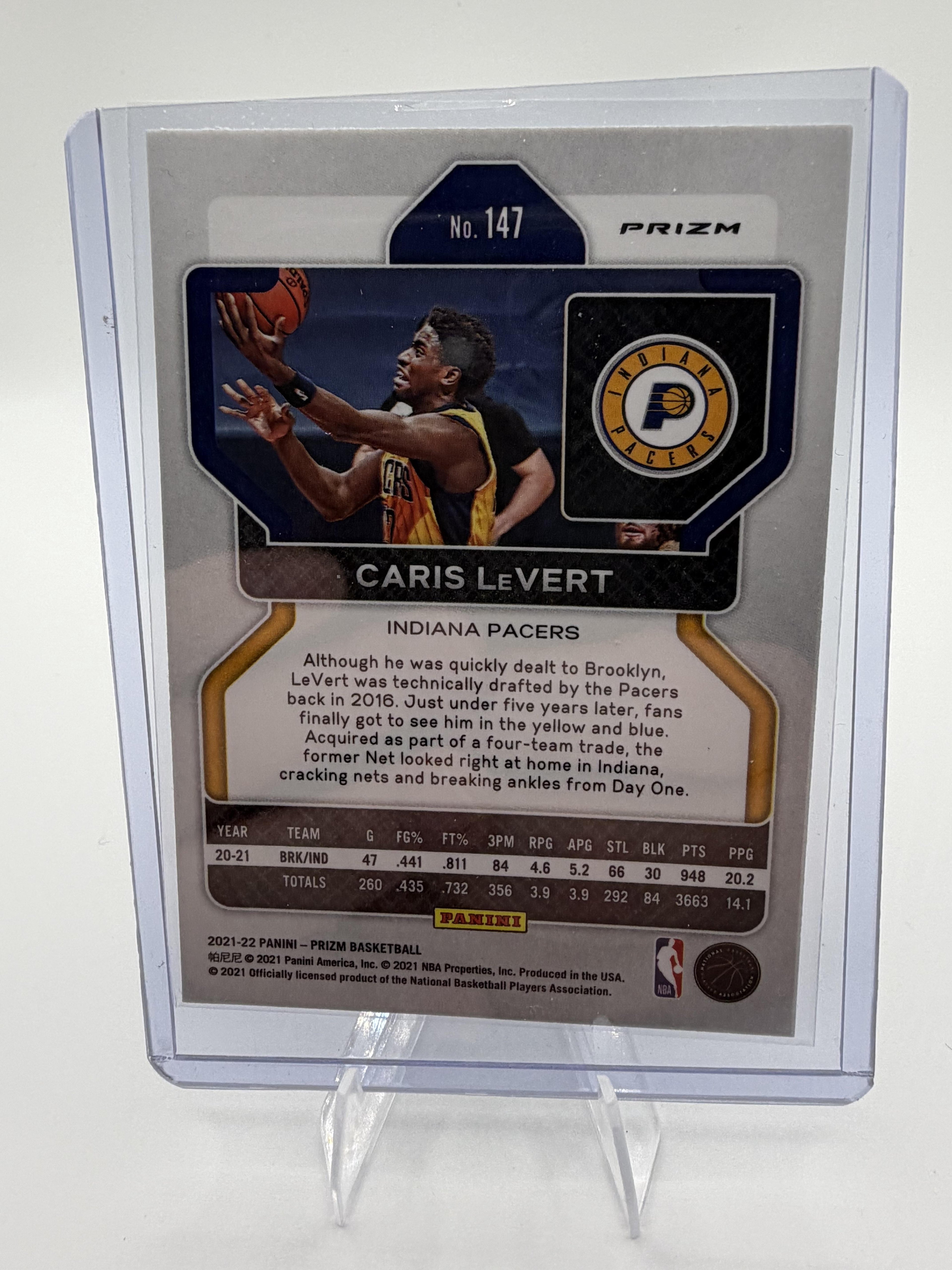2021-22 Panini Prizm Caris LeVert #147 Blue Wave Tmall Asia Exclusive SP Pacers
