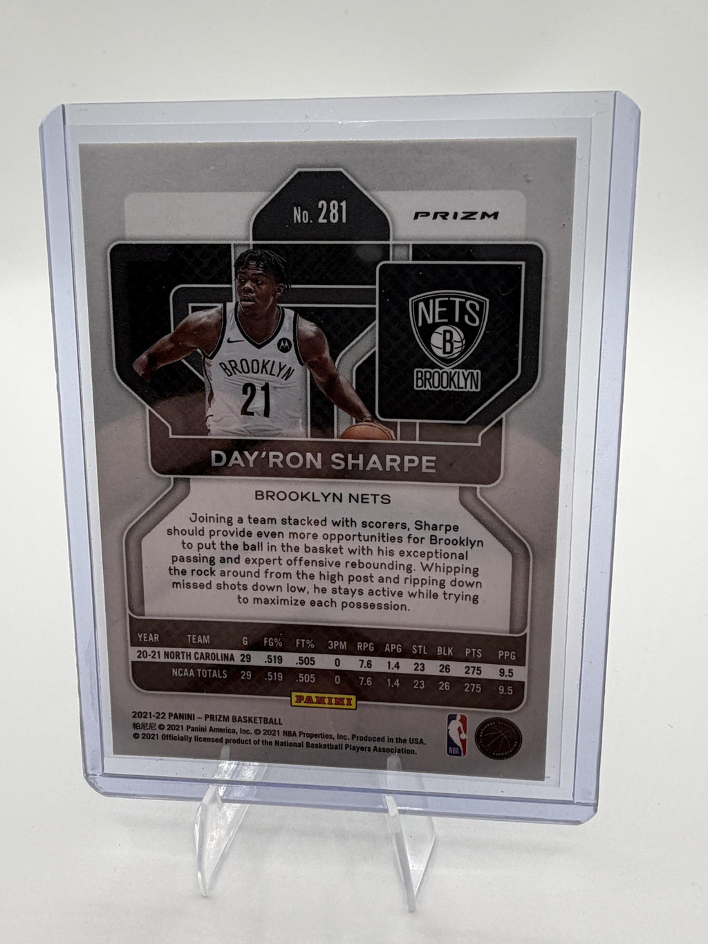2021 Panini Prizm Day’Ron Sharpe #281 Blue Wave Tmall Asia Exclusive RC Nets