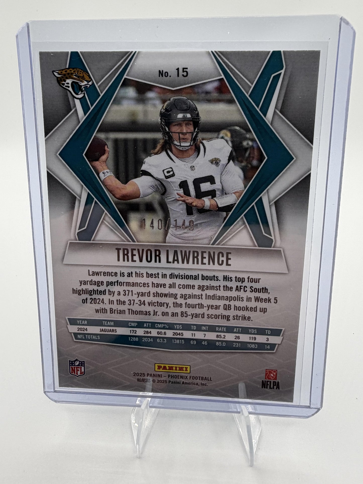 2025 Panini Phoenix Trevor Lawrence #15 Green Fire Prizm Parallel /149 Jaguars