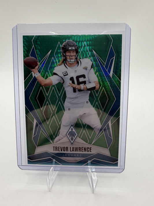 2025 Panini Phoenix Trevor Lawrence #15 Green Fire Prizm Parallel /149 Jaguars