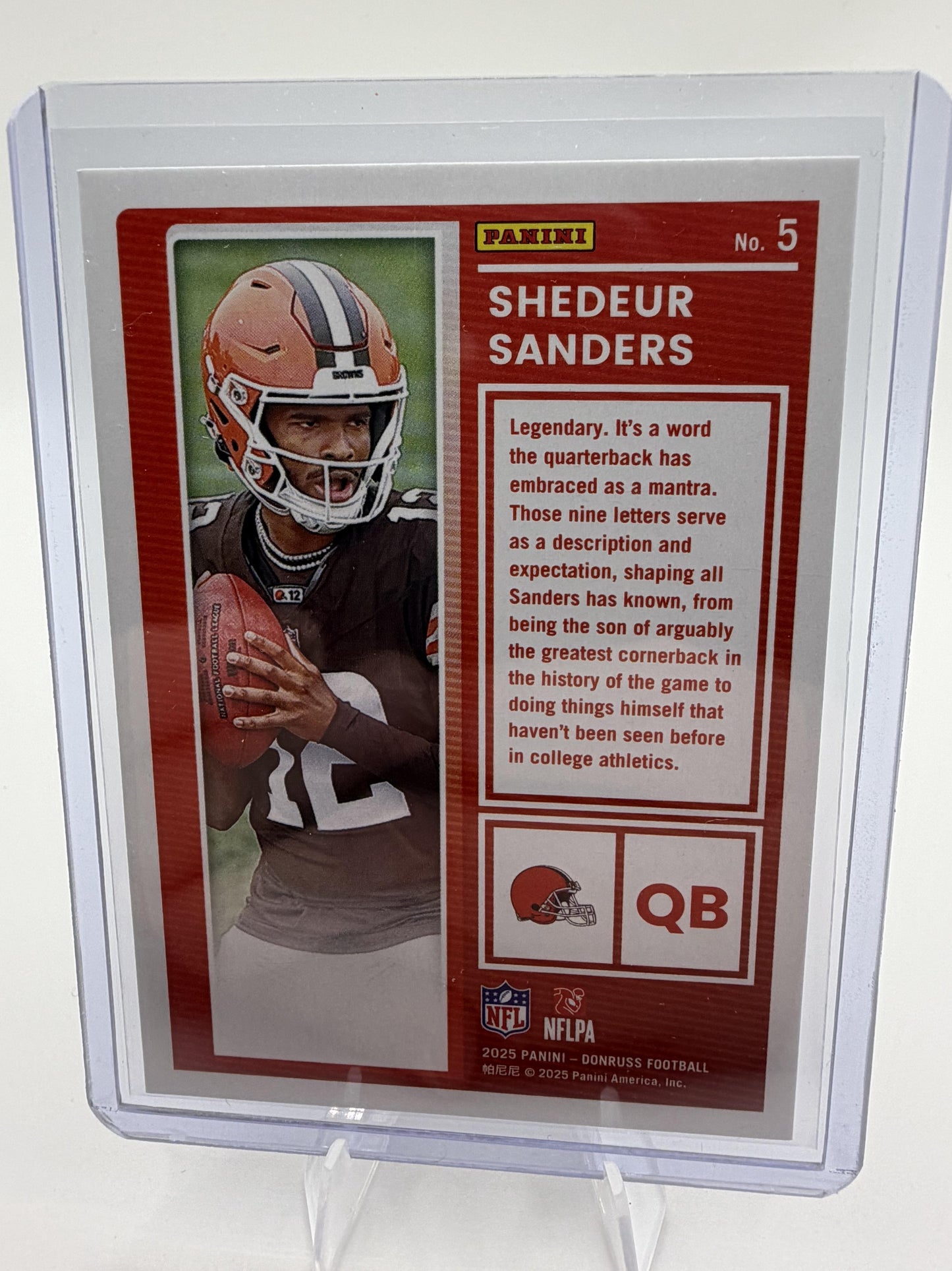 2025 Panini Donruss Shedeur Sanders The Rookies Red Checkerboard Card #5 Browns