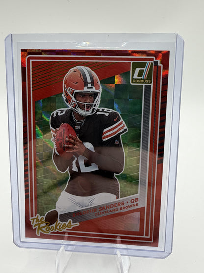2025 Panini Donruss Shedeur Sanders The Rookies Red Checkerboard Card #5 Browns