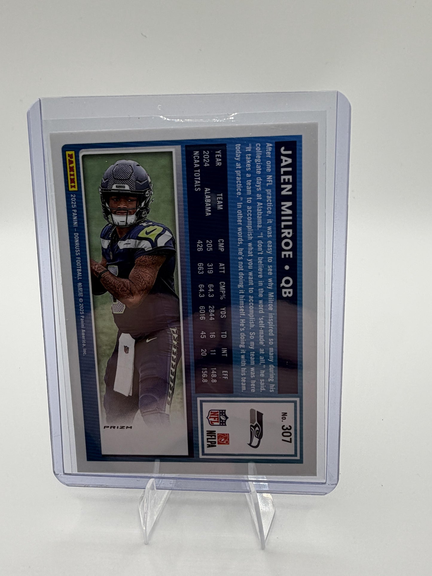 2025 Panini Donruss Jalen Milroe Optic Preview Red Prizm RC Card #307 Seahawks