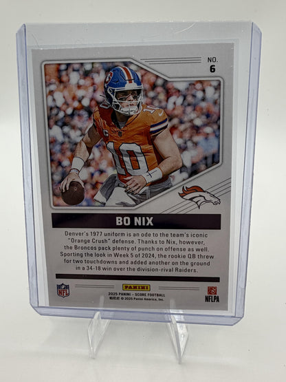 2025 Score Bo Nix Throwbacks RC Rookie Card #6 Denver Broncos QB