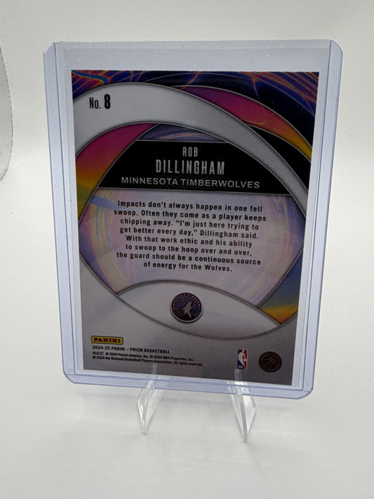 2024-25 Panini Prizm Rob Dillingham Instant Impact Rookie Card #8 Timberwolves