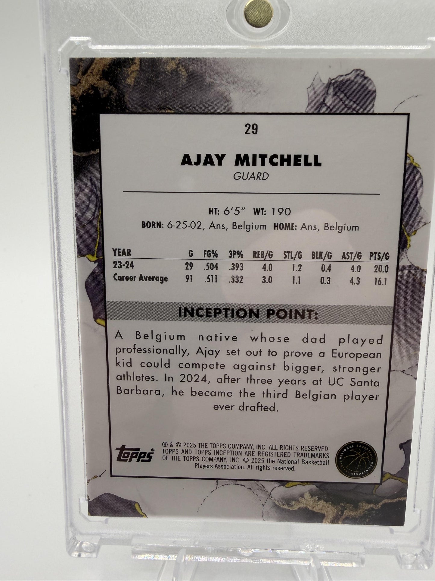 2025 Topps Inception Ajay Mitchell Rookie Card #29 OKC Thunder Green Parallel