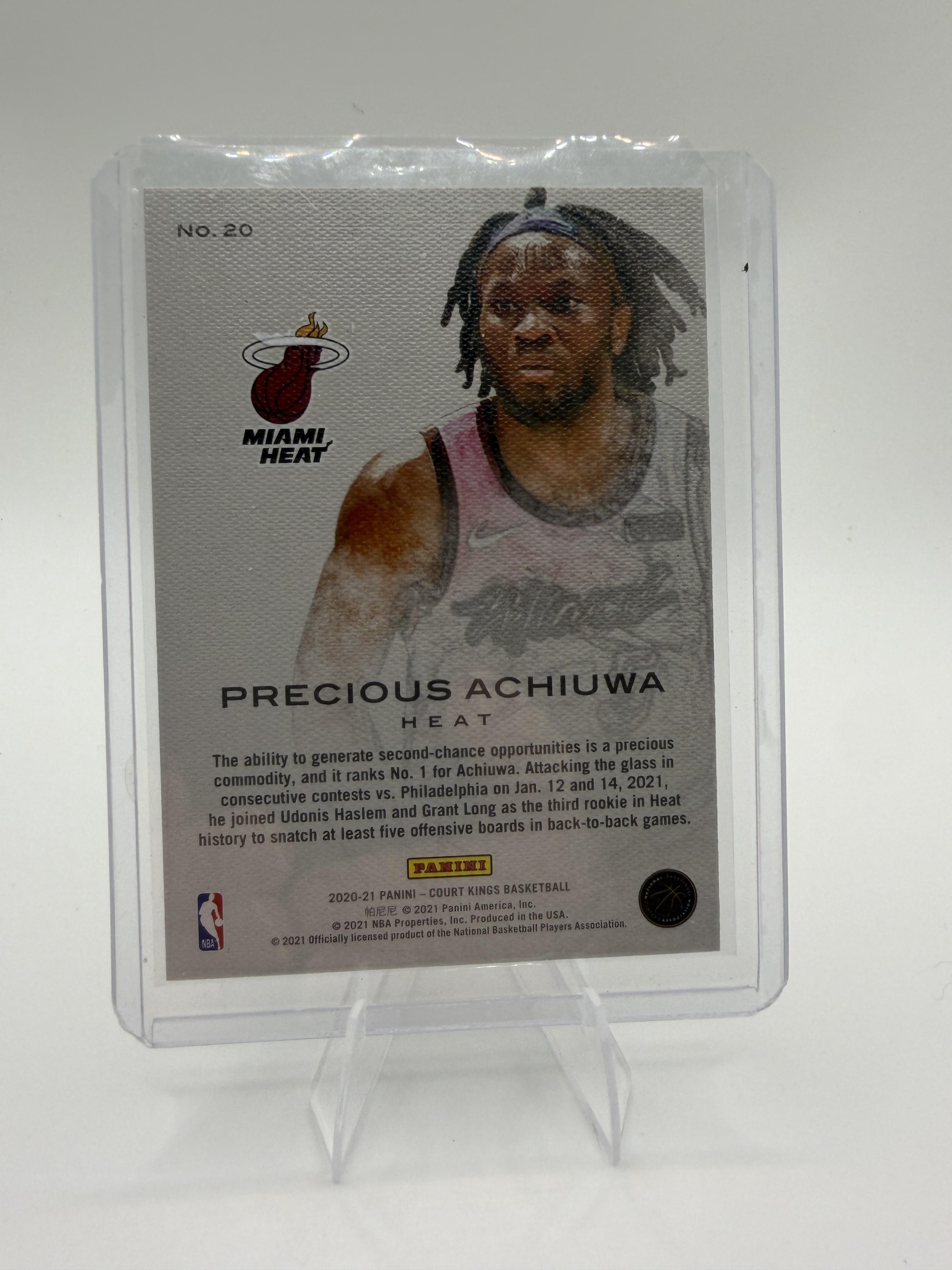 2020 Panini Court Kings Works In Progress Precious Achiuwa RC Card #20 Heat