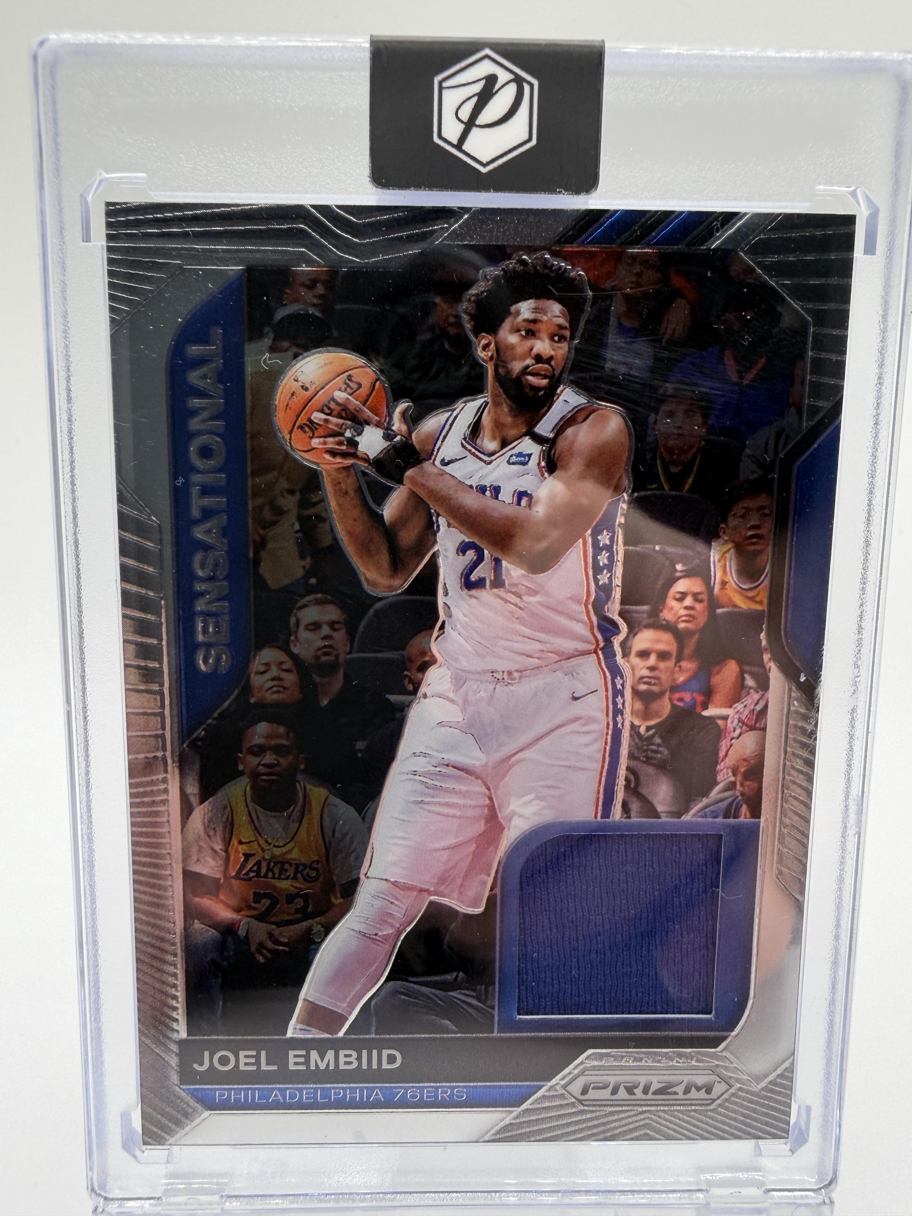 2020 Panini Prizm Joel Embiid Sensational Swatches Jersey Card #SSW-JEM 76ers