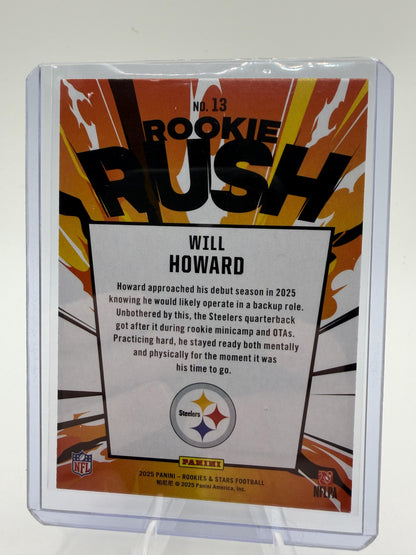 2025 Panini Rookies & Stars Will Howard Rookie Rush Rookie Card #13 Steelers