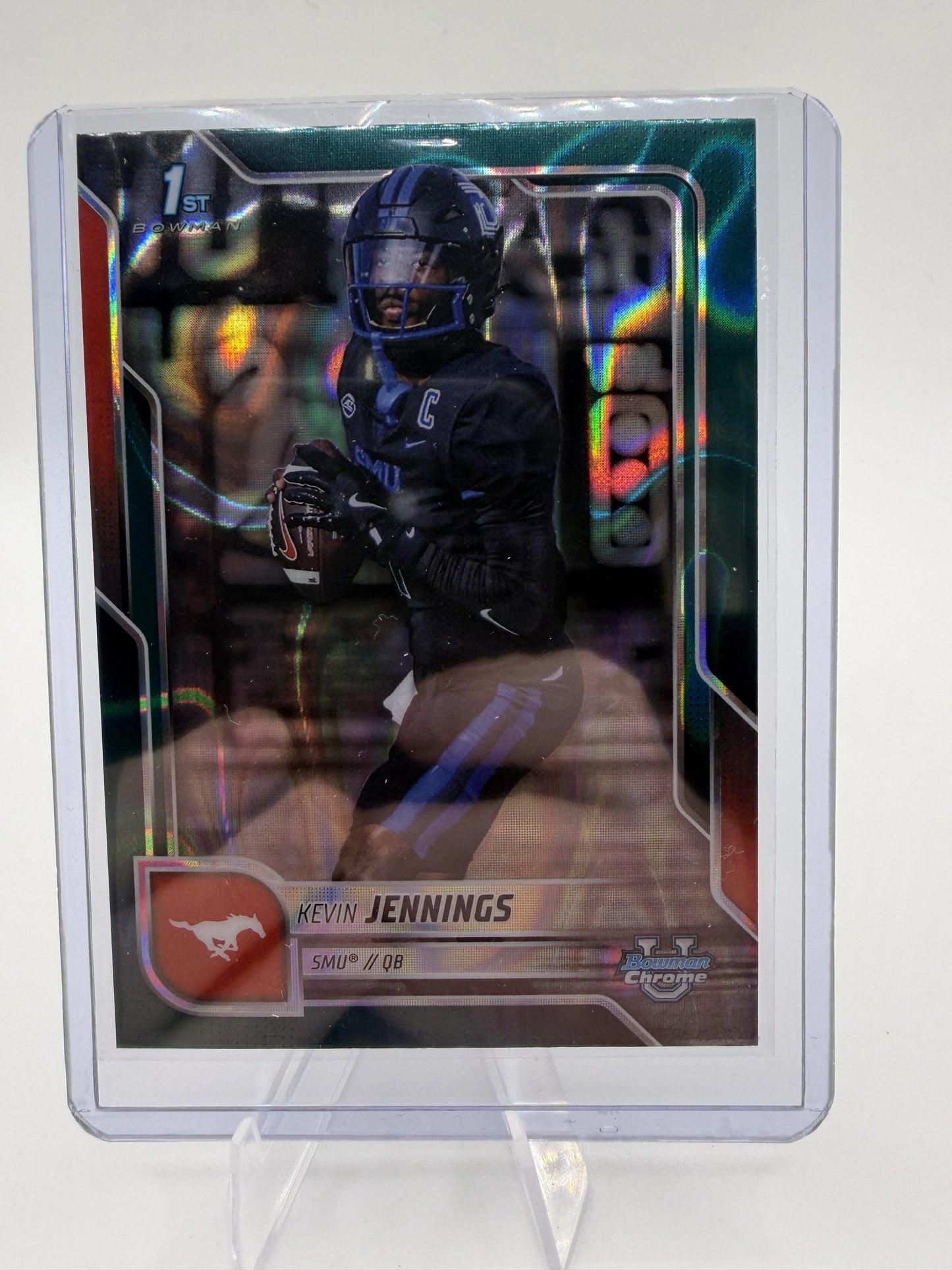 2025 Bowman Chrome University Kevin Jennings 1st Bowman Green Shimmer Card