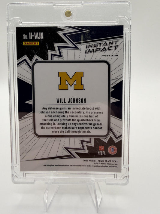 2025 Panini Prizm Draft Picks Will Johnson Instant Impact Gold Ice RC Card