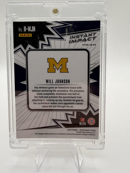 2025 Panini Prizm Draft Picks Will Johnson Instant Impact Gold Ice RC Card