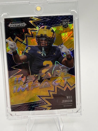 2025 Panini Prizm Draft Picks Will Johnson Instant Impact Gold Ice RC Card