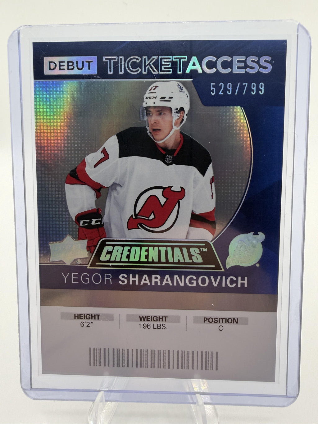 2020-21 Upper Deck Credentials Yegor Sharangovich Debut Ticket RC Card /799