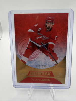 2021 Upper Deck Credentials Dylan Larkin Gold Parallel #151/199 Red Wings Card
