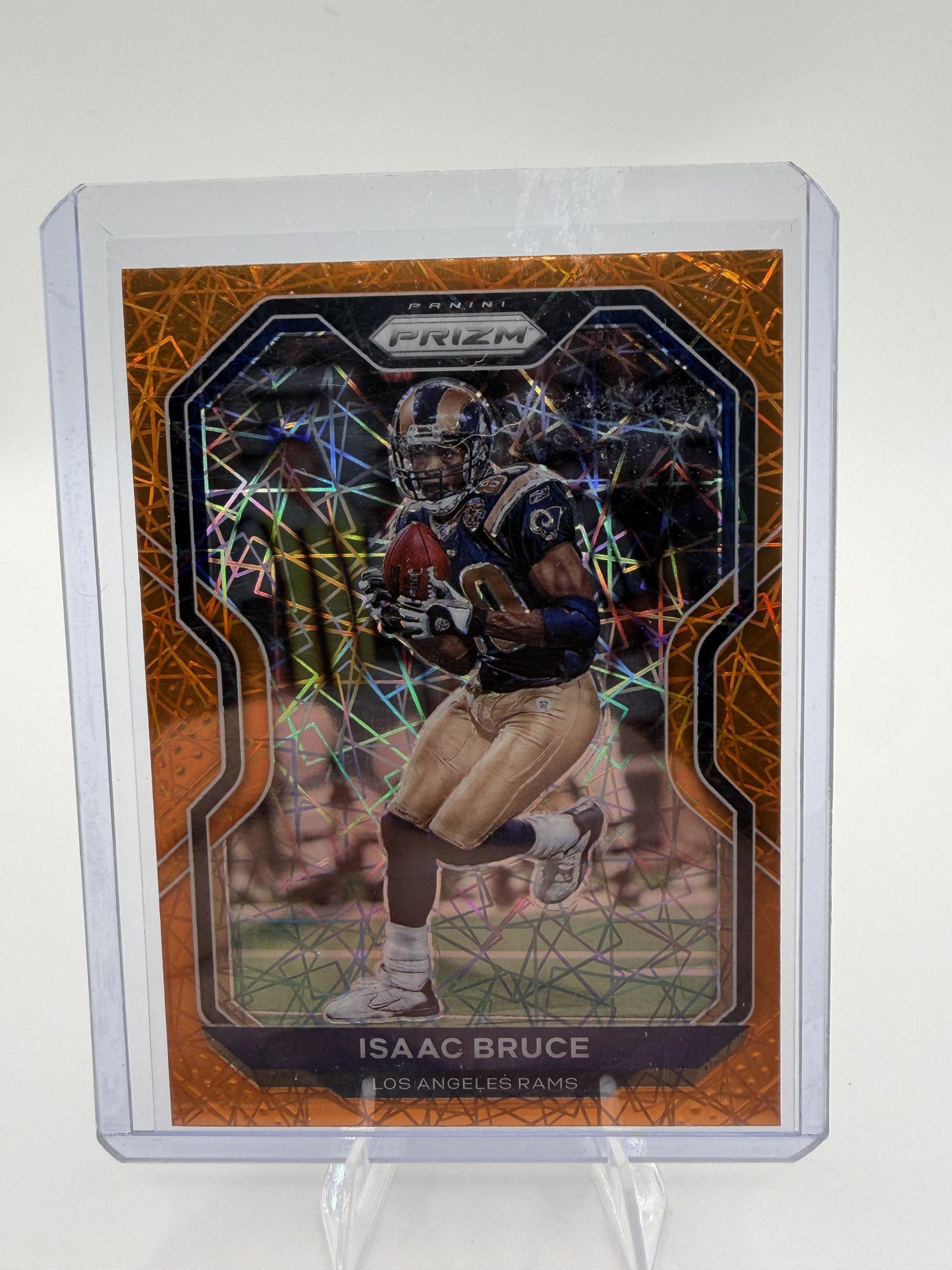 2020 Panini Prizm Isaac Bruce Orange Lazer Prizm #280 Los Angeles Rams Card