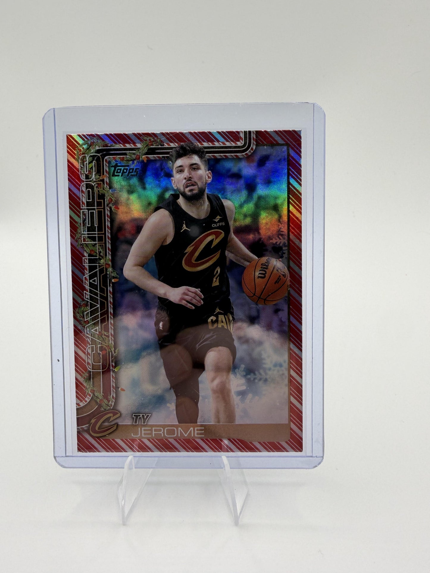 2025 Topps Holiday Ty Jerome H66 Cleveland Cavaliers Red Parallel Card