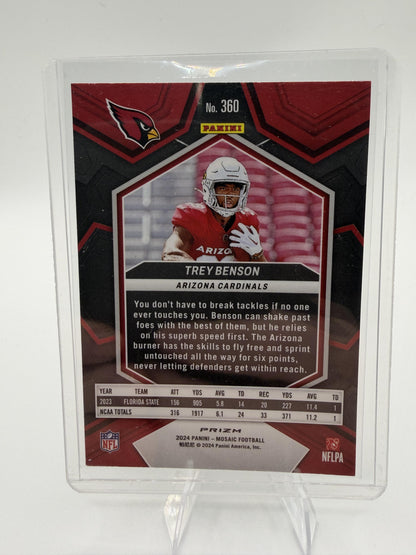 2024 Panini Mosaic Trey Benson Blue Prizm RC Rookie Card #360 Cardinals
