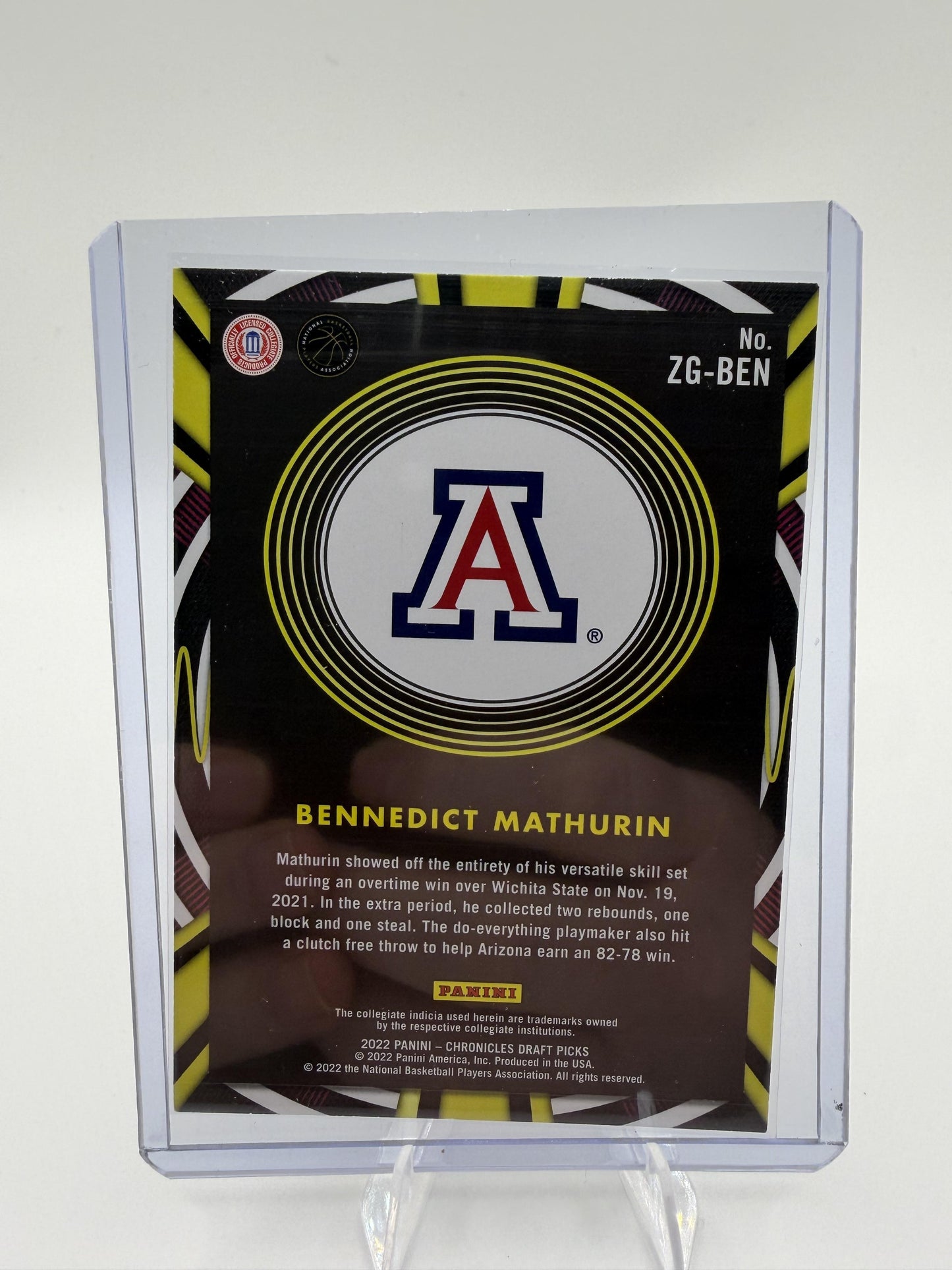 2022-23 Panini Chronicles Draft Bennedict Mathurin Gamma Rays RC Card #ZG-BEN