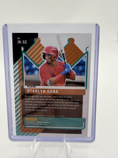 2025 Donruss Starlyn Caba Jersey Kings Red Parallel Card /99 Marlins Relic